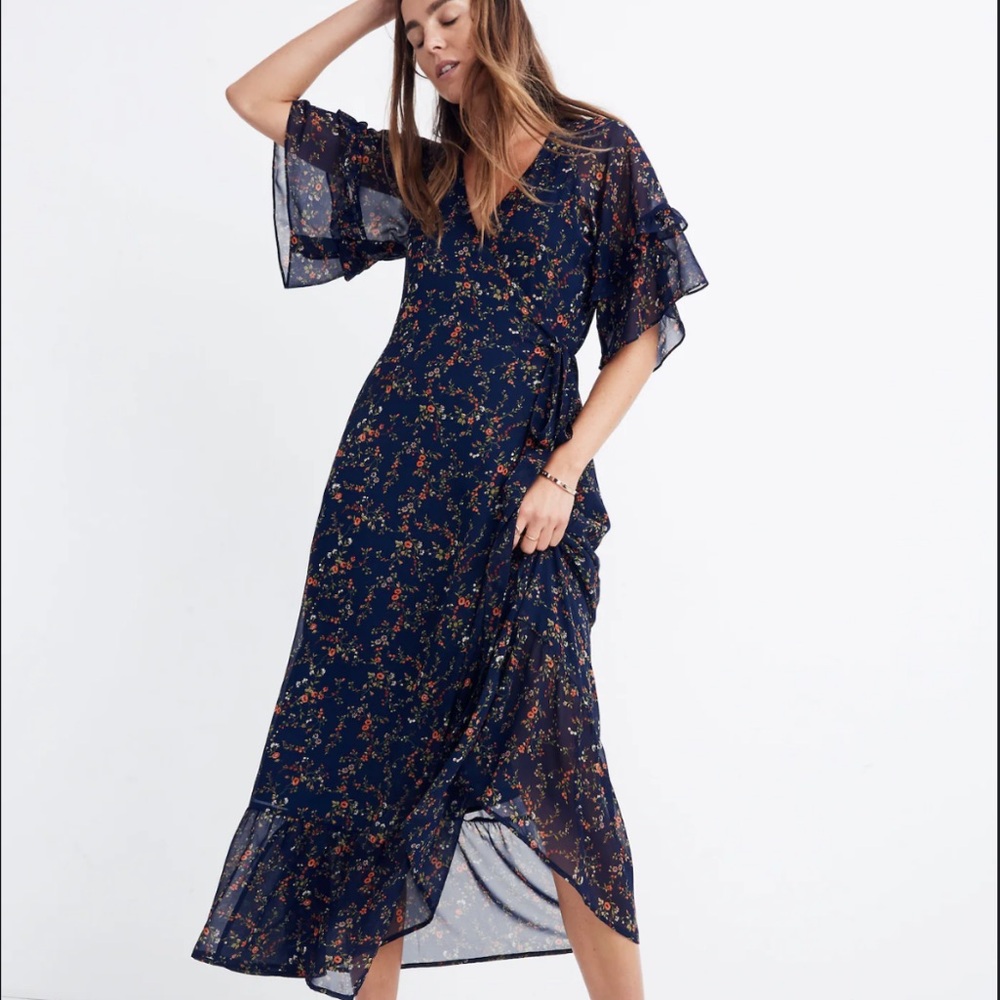 Vervain Ruffle-Sleeve Wrap Dress